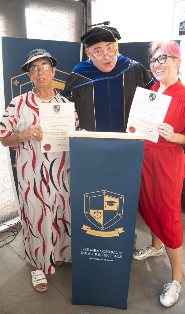 Two more recipients of an MBA from Professor Longsword of The MBA School Of MBA Credentials