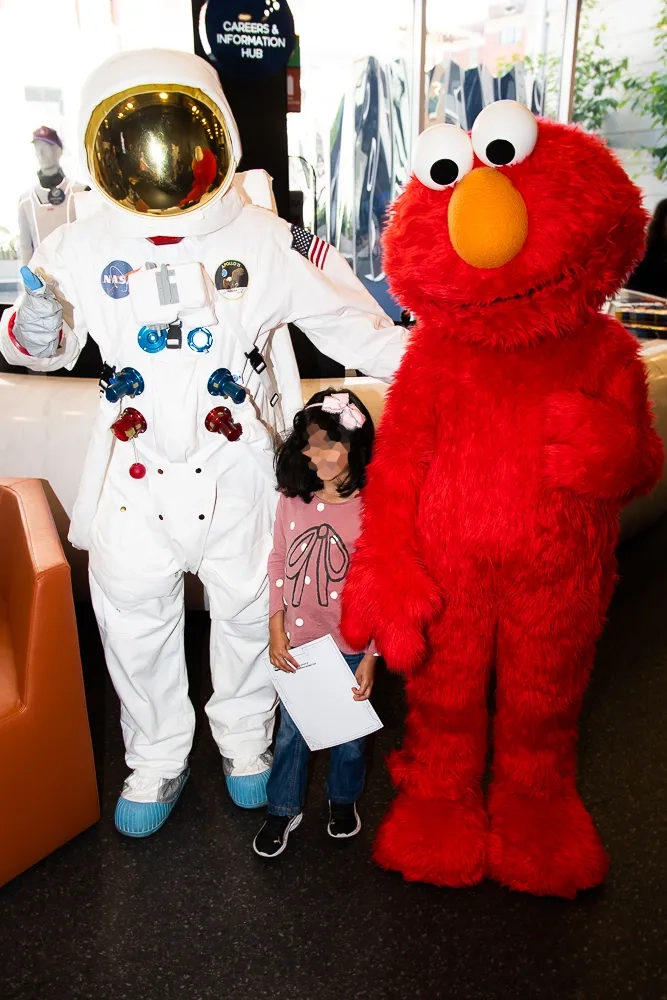 Australian astronaut, junior scientist, and Elmo, Adelaide -- photography by Lee Hopkins