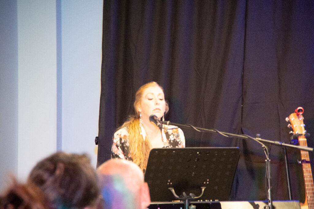 Deborah Brennan in 'Crowded Blouse' Adelaide Fringe show, 2023 -- photography by Lee Hopkins