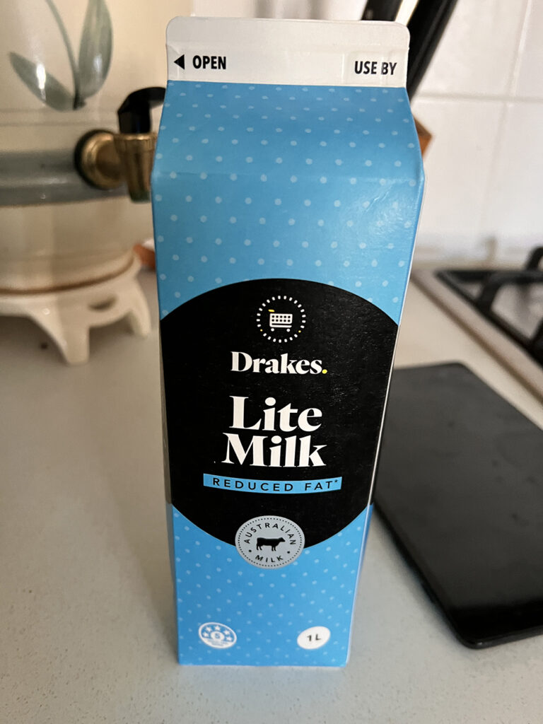 Mitch Vahldieck -- my milk when I left on Friday to her place in Adelaide for the weekend. I wonder if it will remain unopened when I return. 